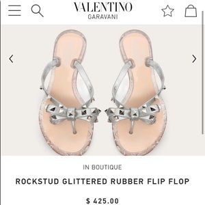 Valentino Silver Glitter Rubber Jelly Studded Bow Thong Sandals Size 38 GUC